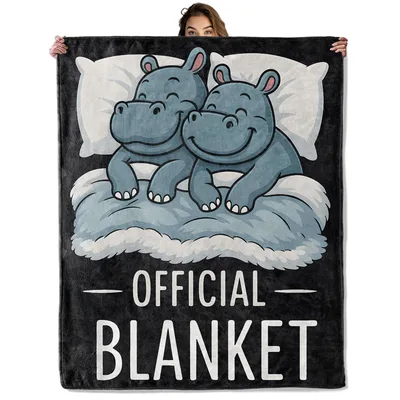 Cartoon Hippos Cuddling Blanket for Cozy Nights and Lazy Days