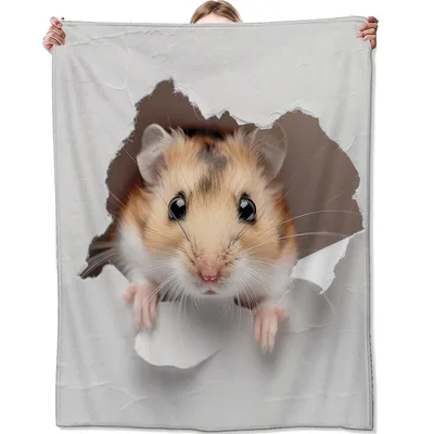 Hamster Peeking Through Torn Blanket: Realistic Rodent Art