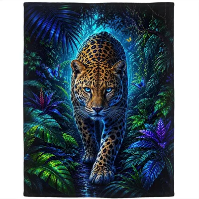 Jaguar in Jungle Rainforest Blanket Wild Cat Art Print
