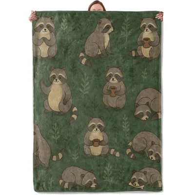 Raccoon Forest Pattern Blanket