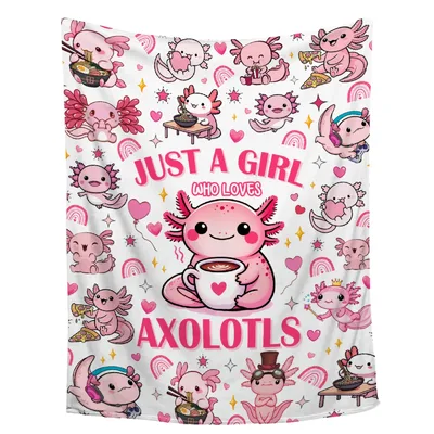 Just a Girl Blanket for Axolotl Lovers and Cute Animal Fans