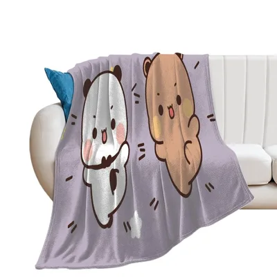 Panda Bears Cartoon Dance Blanket Featuring Two Cute Dancing Bears