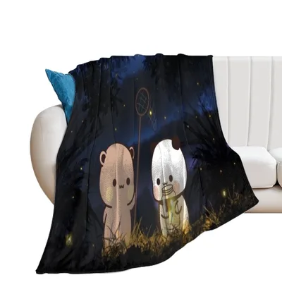 Two Bears Walking Firefly Blanket: Cute Pandas Catching Light at Night