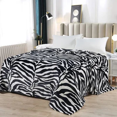 Zebra Stripe Animal Print Blanket Bold Black and White Striped Design