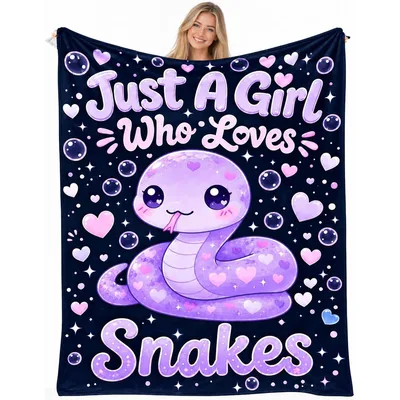 Just a Girl Blanket: Cute Purple Snake Design