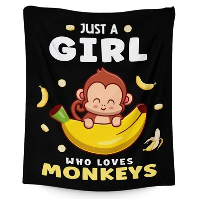 Just a Girl Blanket: Cute Monkey and Banana Design for Primate Fans