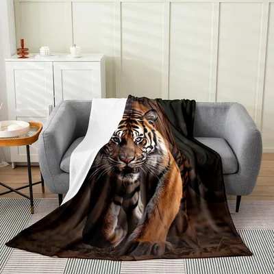 Tiger Face Close Up Blanket Wild Animal Print for Nature Lovers