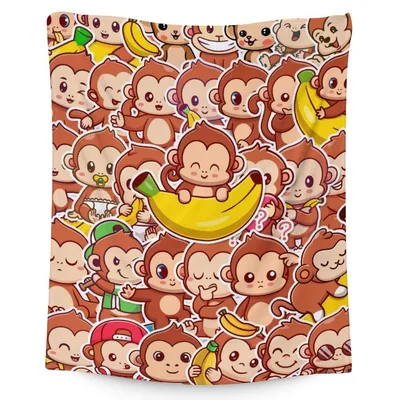 Cute Monkeys and Bananas Pattern Blanket for Playful Cozy Vibes