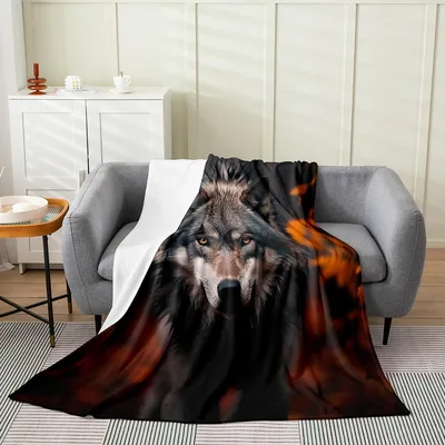 Majestic Wolf Wildlife Portrait Blanket: Wild Animal Art