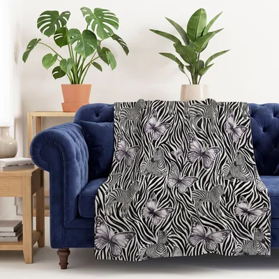 Zebra Stripes with Floral Blanket: Bold Animal Print with Butterflies