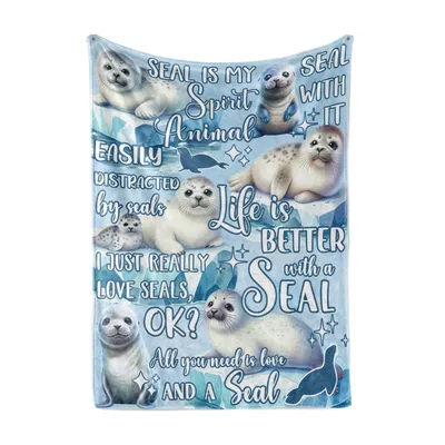 Seals Watercolor Quote Design Blanket for Punny Animal Lovers