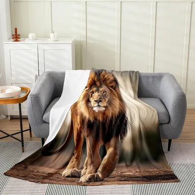 Majestic Lion Portrait Blanket