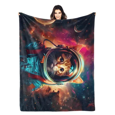 Astronaut Cat in Galaxy Blanket No. 2: Space Feline Adventure