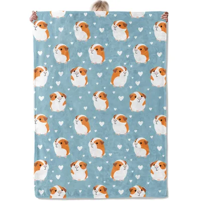 Guinea Pig Pattern with Hearts Blanket for Cavy Lovers