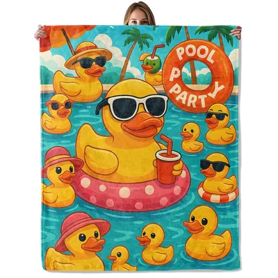 Pool Party Duck Blanket: Cool Rubber Ducky Poolside Fun Design