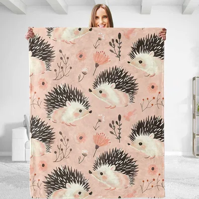 Cute Hedgehogs Pattern Blanket featuring whimsical spiky hedgehogs