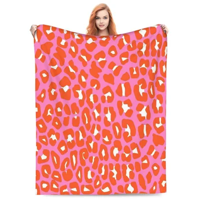 Pink Orange Leopard Spots Blanket No. 2