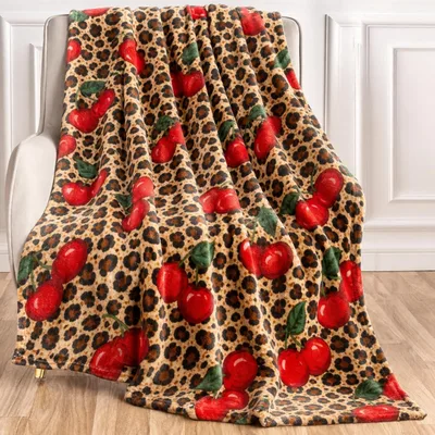 Cheetah Print with Cherries Blanket: Wild Spots and Sweet Fruit