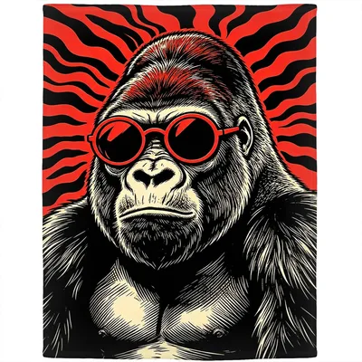 Cool Gorilla in Sunglasses Blanket: Stylish Primate Art for Your Sofa