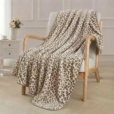 Leopard Print Pattern Blanket No. 24: Cozy Beige Animal Style