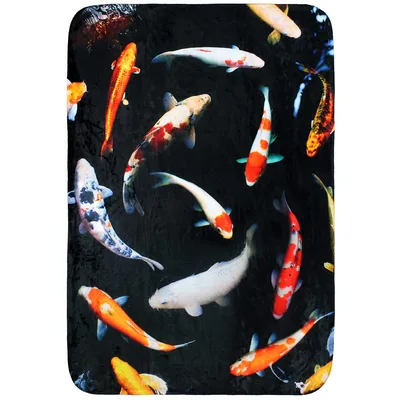 Koi Fish Pattern on Black Blanket: Swirling Pond Design