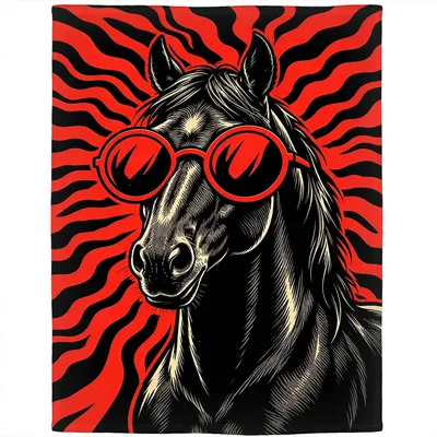 Horse Wearing Red Sunglasses Blanket Cool Animal Art