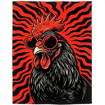 Rooster Wearing Red Sunglasses Blanket Cool Chicken Art