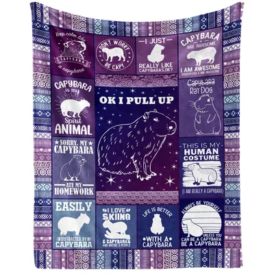 Capybara Quotes Pattern Blanket: Quirky Animal Slogans and Silhouettes