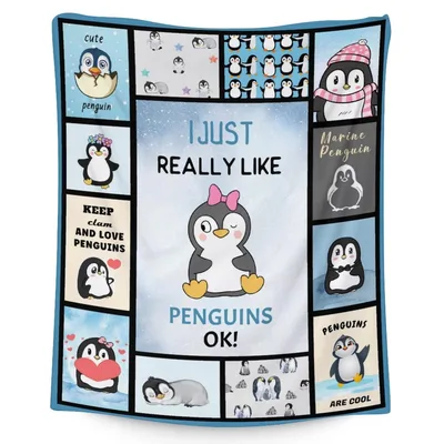 I Just Really Blanket: A Penguin Collage Design for Fans