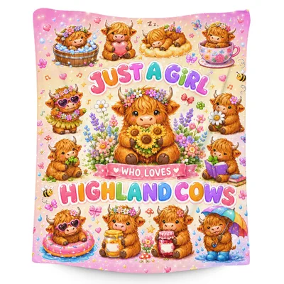 Just a Girl Blanket: Cute Highland Cow Design for Animal Lovers