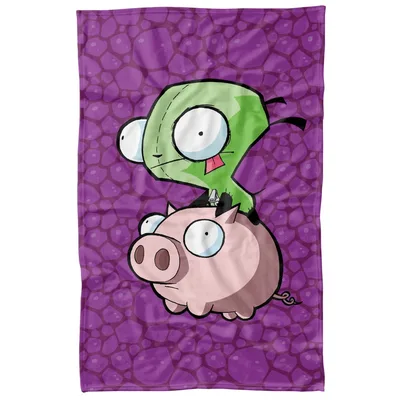 Green Alien Riding Pig Blanket: Invader Zim Artwork