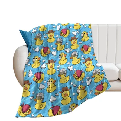 Yellow Rubber Duck Pattern Blanket with Stylish Accessories