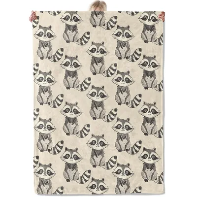 Raccoon Pattern Blanket No. 2: Cute Raccoon Throw for Cozy Home Decor
