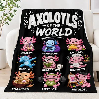Axolotls of the World Blanket: A Cute Amphibian Pun Collection