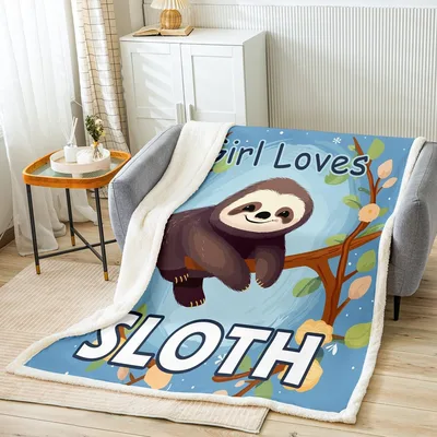 Girl Loves Sloth Design Blanket for Slow-Paced Living Enthusiasts