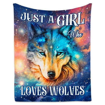 Galaxy Wolf Portrait Blanket No. 2 for Wolf Lovers