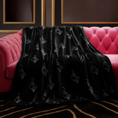Skinny Cat Silhouette Pattern Blanket: Elegant Line Art Feline Design
