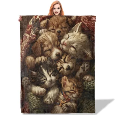 Cute Cats Cuddling Together Blanket for Pet Lovers