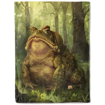 Frog and Toad Blanket: Big Toad in Forest Art Design