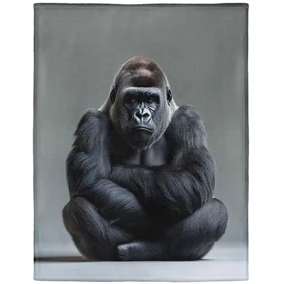 Meditating Gorilla Photo Blanket for Zen Lovers