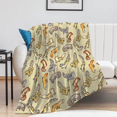 Cartoon Leopard Gecko Pattern Blanket for Reptile Lovers