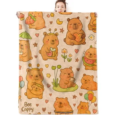 Cute Cartoon Capybara Pattern Blanket No. 2