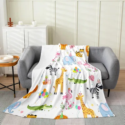 Cartoon Party Animals Pattern Blanket: Wild Celebration Design