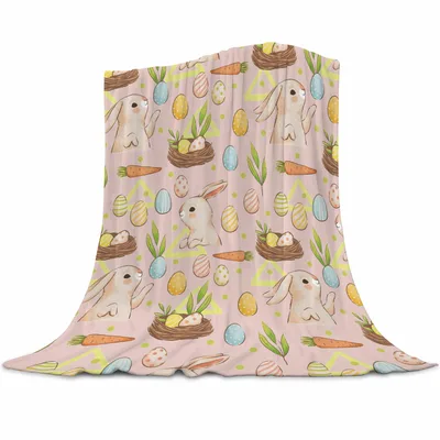Easter Bunnies and Eggs Blanket: Cute Rabbit Pattern with Nests