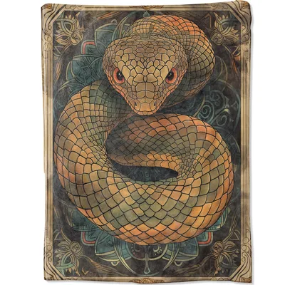 Golden Coiled Snake Ornate Blanket
