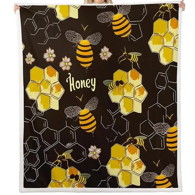 Honey Bees Honeycomb Pattern Blanket featuring buzzing bees