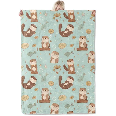 Cute Otters Sea Creatures Blanket: Playful Otter Pattern for Kids