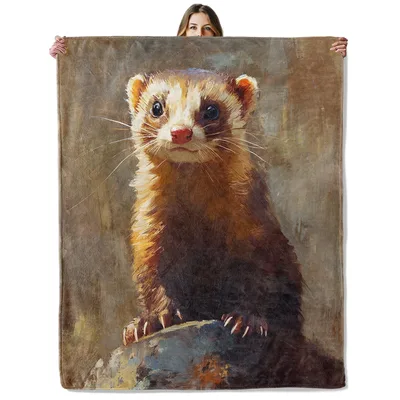 Ferret Painting Portrait Blanket: Classic Art Style for Animal Lovers