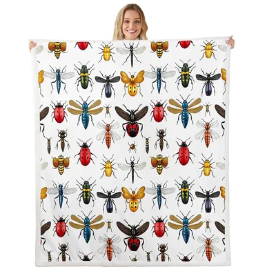 Colorful Insects Entomology Pattern Blanket: A Vintage Bug Collection