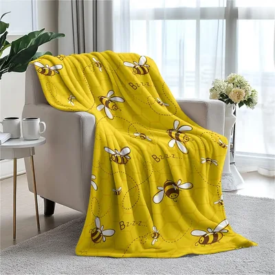 Honeycomb Bee Pattern Blanket featuring cute cartoon bees
